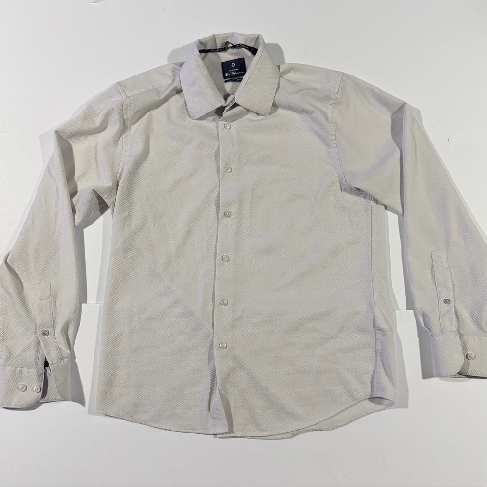 Ben Sherman Men's Long-Sleeve Dress Shirt in Off-White